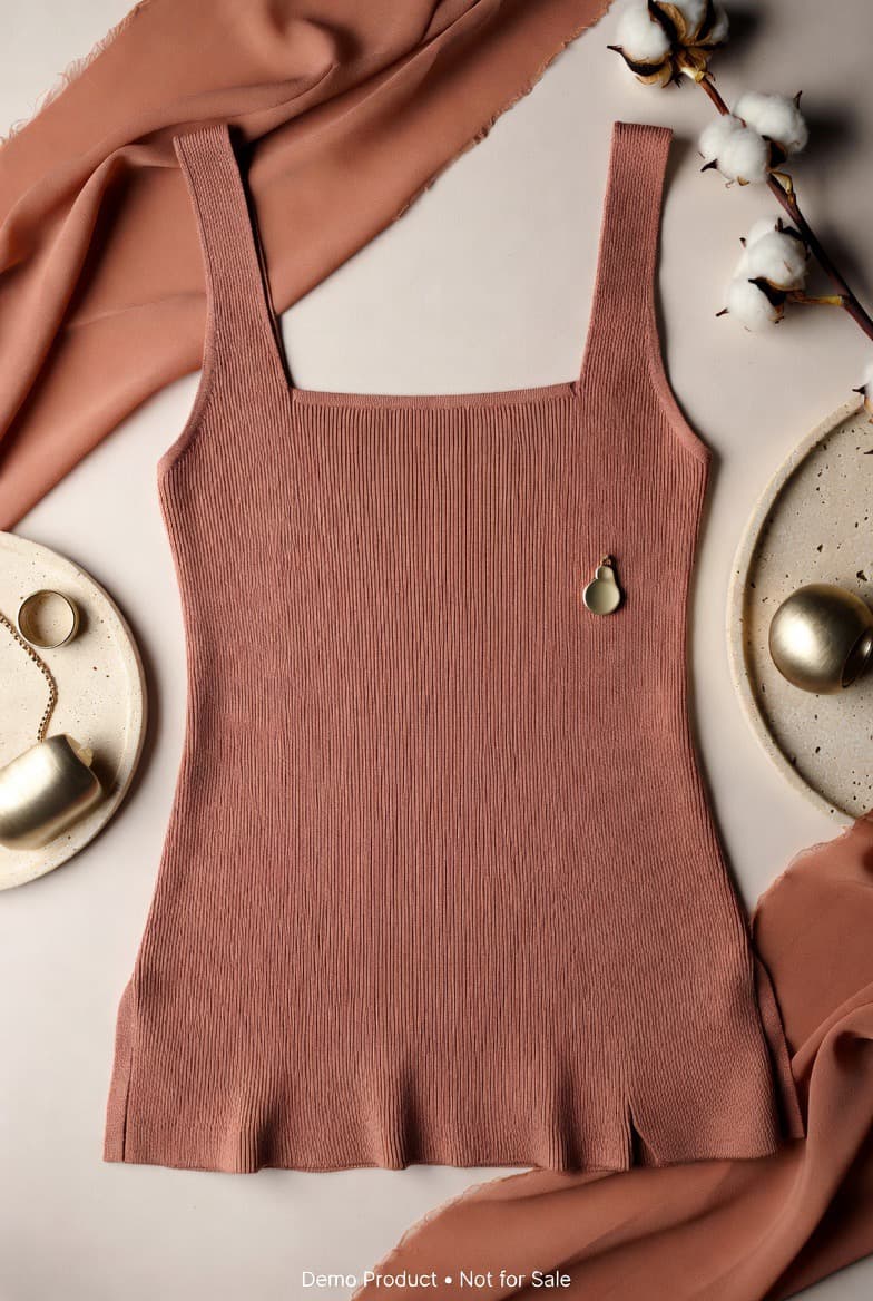 Terracotta Rose Ribbed Camisole by Aster